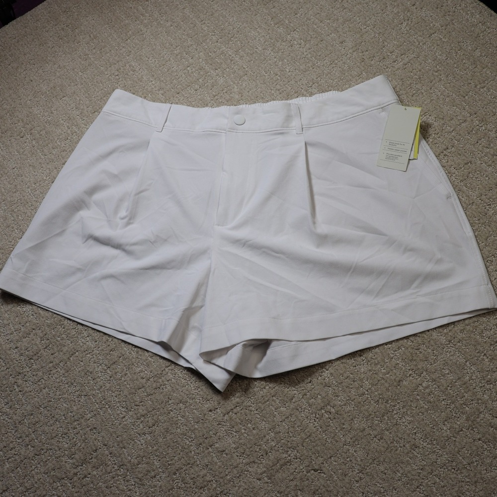 All in Motion Womens White High Rise 4 Inch Woven Golf Shorts XL NWT